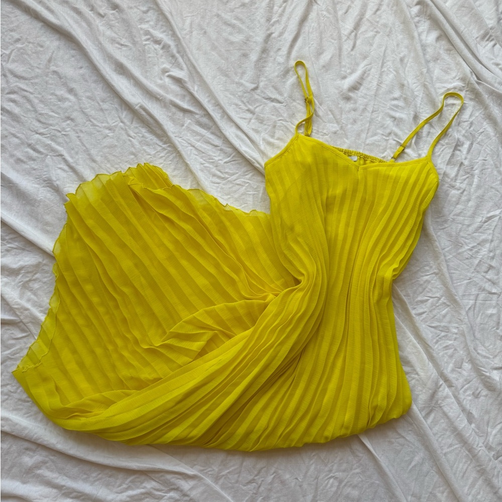 Vibrant Yellow Pleated Dress